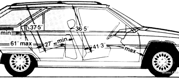 Citroen BX 16 RS Estate (1986) - Ситроен - чертежи, габариты, рисунки автомобиля