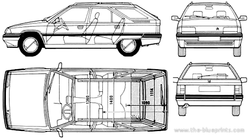 Citroen BX Break - Ситроен - чертежи, габариты, рисунки автомобиля