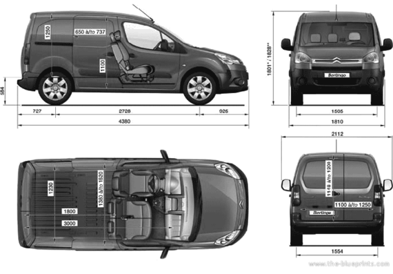 Citroen Berlingo VU (2008) - Ситроен - чертежи, габариты, рисунки автомобиля