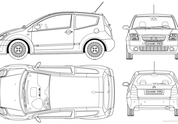 Citroen C2 VTR - Ситроен - чертежи, габариты, рисунки автомобиля