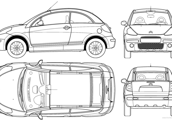 Citroen C3 Pluriel (2005) - Ситроен - чертежи, габариты, рисунки автомобиля