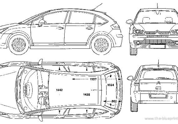 Citroen C4 - Ситроен - чертежи, габариты, рисунки автомобиля