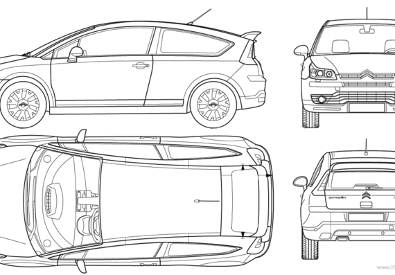 Citroen C4 2-Door - Ситроен - чертежи, габариты, рисунки автомобиля