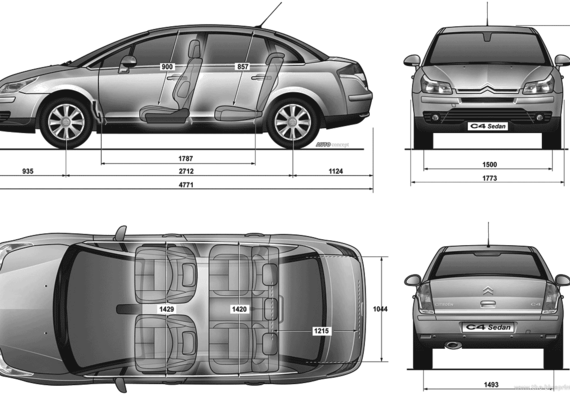Citroen C4 Pallas - Ситроен - чертежи, габариты, рисунки автомобиля