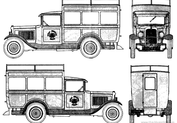 Citroen C4 Taxi (1933) - Ситроен - чертежи, габариты, рисунки автомобиля