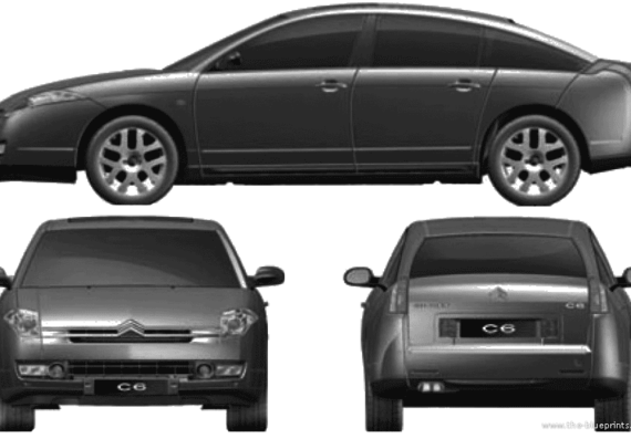 Citroen C6 (2007) - Ситроен - чертежи, габариты, рисунки автомобиля