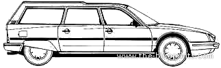 Citroen CX 20 RE Familiale (1986) - Ситроен - чертежи, габариты, рисунки автомобиля