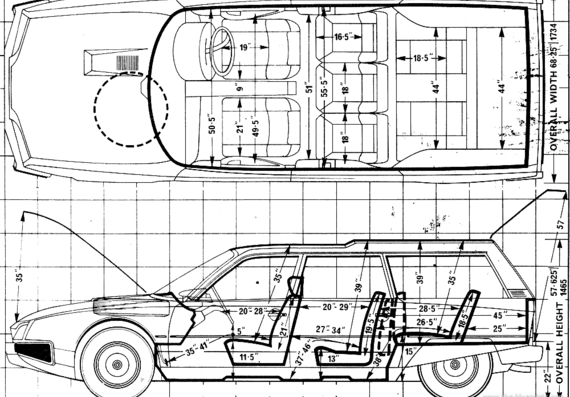 Citroen CX 2500 D Familiale (1980) - Ситроен - чертежи, габариты, рисунки автомобиля