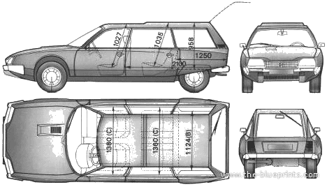 Citroen CX Break (1978) - Ситроен - чертежи, габариты, рисунки автомобиля