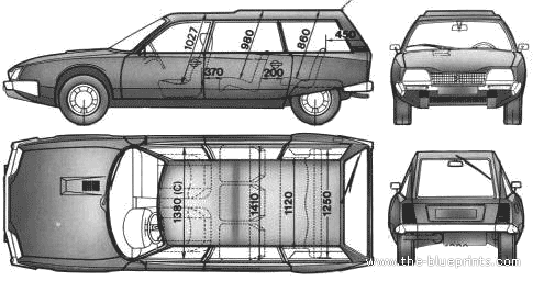 Citroen CX Break Familiale (1978) - Ситроен - чертежи, габариты, рисунки автомобиля