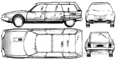 Citroen CX Familiale (1977) - Ситроен - чертежи, габариты, рисунки автомобиля