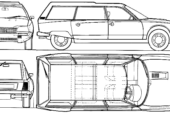 Citroen CX Familiale Break (1975) - Ситроен - чертежи, габариты, рисунки автомобиля