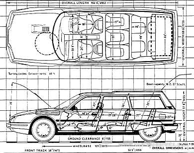 Citroen CX Familiale Break (1982) - Ситроен - чертежи, габариты, рисунки автомобиля