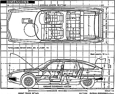 Citroen CX GTi (1975) - Ситроен - чертежи, габариты, рисунки автомобиля