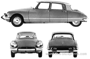 Citroen DS19 (1967) - Ситроен - чертежи, габариты, рисунки автомобиля