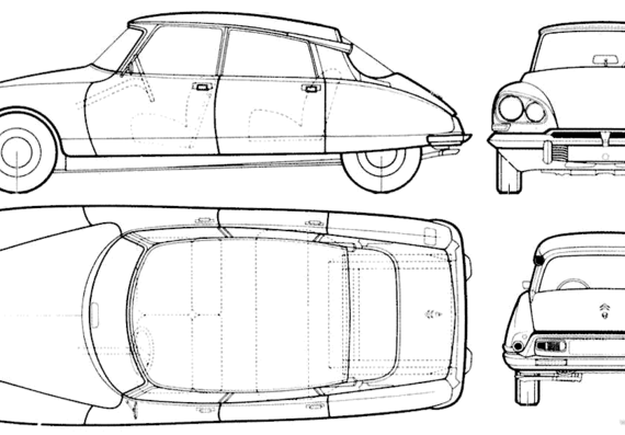 Citroen DS21 - Ситроен - чертежи, габариты, рисунки автомобиля