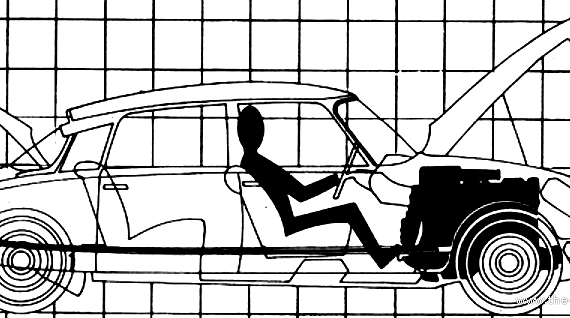 Citroen DS21 Pallas (1969) - Ситроен - чертежи, габариты, рисунки автомобиля