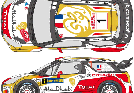 Citroen DS3 WRC (2013) - Ситроен - чертежи, габариты, рисунки автомобиля
