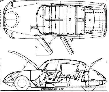 Citroen DS 19 (1963) - Ситроен - чертежи, габариты, рисунки автомобиля