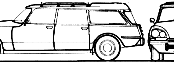 Citroen DS 20 F Break - Ситроен - чертежи, габариты, рисунки автомобиля