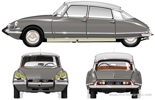Citroen DS 21 Pallas (1967) - Ситроен - чертежи, габариты, рисунки автомобиля