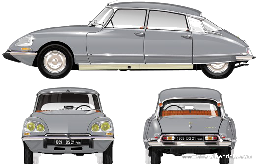 Citroen DS 21 Pallas (1969) - Ситроен - чертежи, габариты, рисунки автомобиля