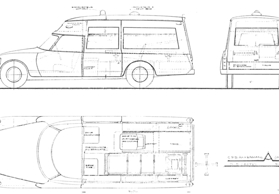Citroen DS Ambulance - Ситроен - чертежи, габариты, рисунки автомобиля