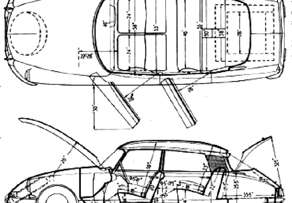 Citroen DW (1964) - Ситроен - чертежи, габариты, рисунки автомобиля