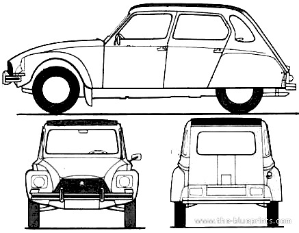 Citroen Dyane 6 (1979) - Ситроен - чертежи, габариты, рисунки автомобиля