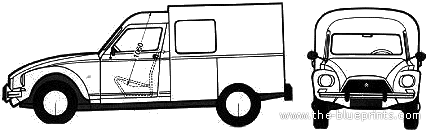 Citroen Dyane Acadiane - Citroen - drawings, dimensions, pictures of the car
