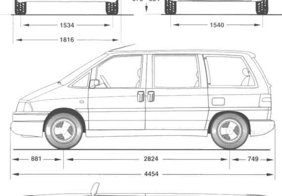 Citroen Evasion - Ситроен - чертежи, габариты, рисунки автомобиля