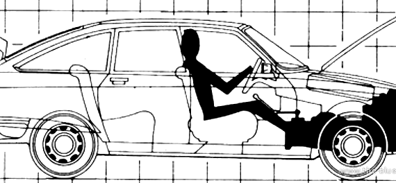 Citroen GS (1971) - Ситроен - чертежи, габариты, рисунки автомобиля