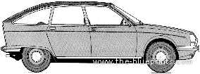 Citroen GS Birotor - Ситроен - чертежи, габариты, рисунки автомобиля