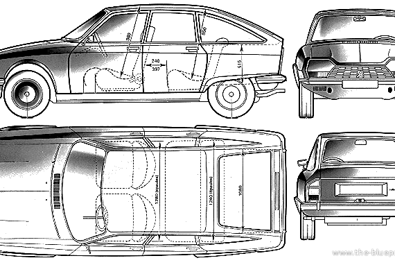 Citroen GS Birotor (1974) - Ситроен - чертежи, габариты, рисунки автомобиля
