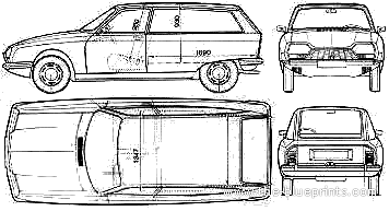 Citroen GS Commerciale (1975) - Ситроен - чертежи, габариты, рисунки автомобиля
