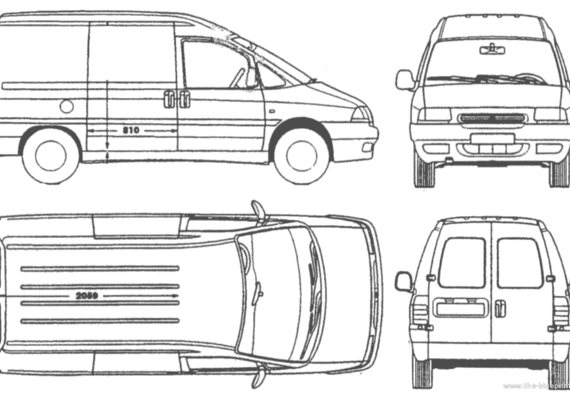 Citroen Jumpy SWB - Ситроен - чертежи, габариты, рисунки автомобиля