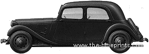 Citroen Traction 11CV (1942) - Ситроен - чертежи, габариты, рисунки автомобиля