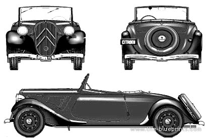 Citroen Traction Avant 11BL Cabriolet (1939) - Ситроен - чертежи, габариты, рисунки автомобиля