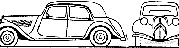 Citroen Traction Avant 11D (1956) - Ситроен - чертежи, габариты, рисунки автомобиля