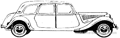 Citroen Traction Avant 15H Familiale (1939) - Ситроен - чертежи, габариты, рисунки автомобиля