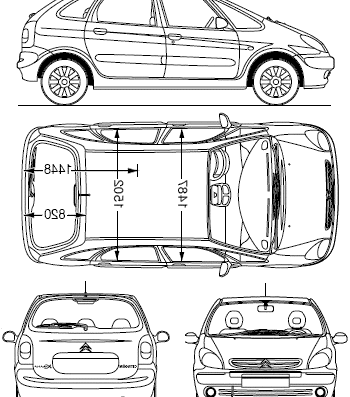 Citroen Xsara Picasso VTX (2006) - Ситроен - чертежи, габариты, рисунки автомобиля