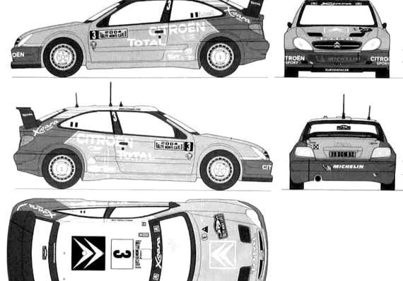 Citroen Xsara WRC (2004) - Ситроен - чертежи, габариты, рисунки автомобиля