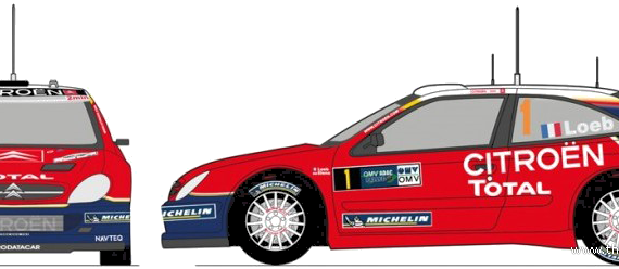 Citroen Xsara WRC (2005) - Ситроен - чертежи, габариты, рисунки автомобиля