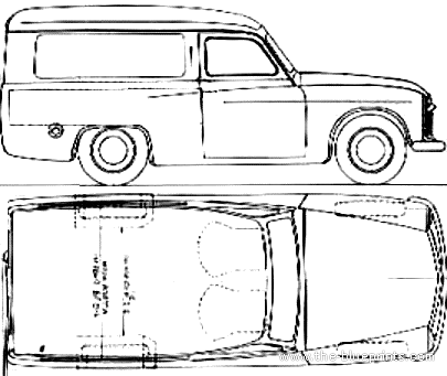 Commer Express Delivery Van (1954) - Разные автомобили - чертежи, габариты, рисунки автомобиля