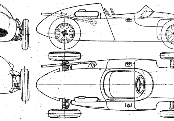 Cooper-Climax T45 F1 GP (1958) - Купер - чертежи, габариты, рисунки автомобиля