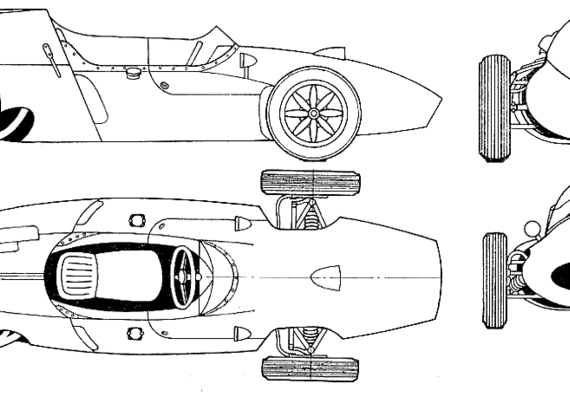 Cooper-Climax T51 F1 GP (1959) - Купер - чертежи, габариты, рисунки автомобиля