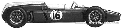 Cooper Climax T53 F1 (1960) - Купер - чертежи, габариты, рисунки автомобиля
