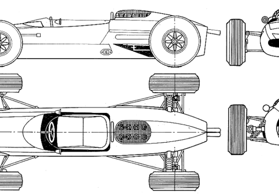 Cooper F1 (1964) - Купер - чертежи, габариты, рисунки автомобиля