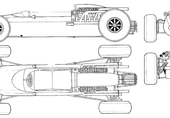 Cooper Maserati F1 - Купер - чертежи, габариты, рисунки автомобиля