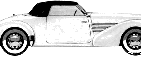 Cord 810 Convertible Sportsman Coupe (1936) - Корд - чертежи, габариты, рисунки автомобиля
